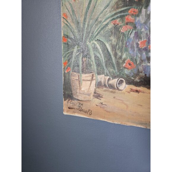 Bucolic Church Garden Oil Painting Signed by Artist Danish Village Summer - Picture 2 of 10